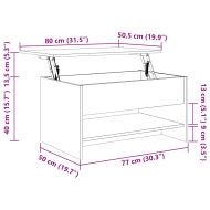 Маса за кафе, бетонно сива, 80x50x40 см, инженерно дърво