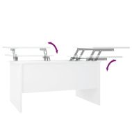 Маса за кафе, бяла, 80x50x42,5 см, инженерно дърво