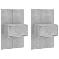 Нощни шкафчета за стенен монтаж, 2 бр, бетонно сиви