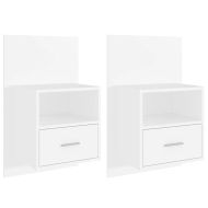 Нощни шкафчета за стенен монтаж, 2 бр, бели