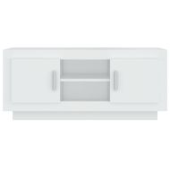 ТВ шкаф, бял, 102x35x45 см, инженерно дърво