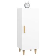 Сайдборд, бял, 34,5x34x90 см, инженерно дърво