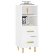 Сайдборд, бял, 34,5x34x90 см, инженерно дърво