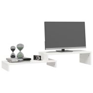 Поставка за монитор, бяла, (52-101)x22x14 см, бор масив