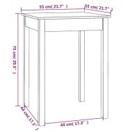 Трапезна маса,55x55x75 см, борово дърво масив