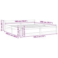 Рамка за легло, масивно дърво, 180x200 см, Super King Size