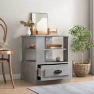 Странична маса, бетонно сива, 50x50x60 см, инженерно дърво