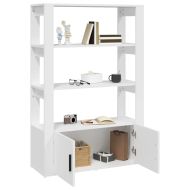 Сайдборд, бял, 80x30x119,5 см, инженерно дърво