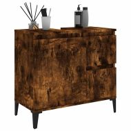 Шкаф за баня, опушен дъб, 65x33x60 см, инженерно дърво