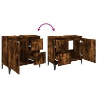 Шкаф за баня, опушен дъб, 65x33x60 см, инженерно дърво