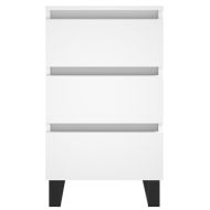 Нощни шкафчета, 2 бр, бели, 40x35x69 см, инженерно дърво