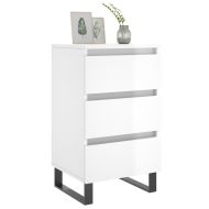 Нощни шкафчета, 2 бр, бял гланц, 40x35x69 см, инженерно дърво