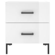 Нощни шкафчета, 2 бр, бял гланц, 40x35x47,5 см, инженерно дърво