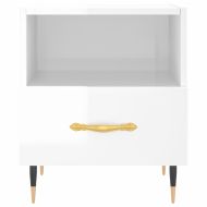 Нощно шкафче, бял гланц, 40x35x47,5 см, инженерно дърво