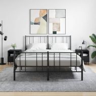 Нощни шкафчета, 2 бр, черни, 40x35x47,5 см, инженерно дърво