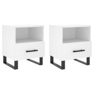 Нощни шкафчета, 2 бр, бели, 40x35x47,5 см, инженерно дърво