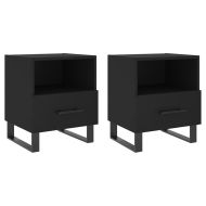 Нощни шкафчета, 2 бр, черни, 40x35x47,5 см, инженерно дърво