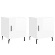 Нощни шкафчета 2 бр бял гланц 40x40x50 см инженерно дърво