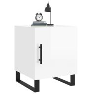 Нощно шкафче, бял гланц, 40x40x50 см, инженерно дърво