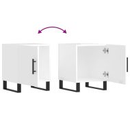 Нощно шкафче, бял гланц, 40x40x50 см, инженерно дърво