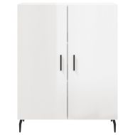 Сайдборд, бял гланц, 69,5x34x90 см, инженерно дърво