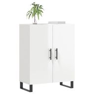 Сайдборд, бял гланц, 69,5x34x90 см, инженерно дърво
