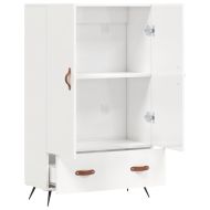 Висок шкаф, бял гланц, 69,5x31x115 см, инженерно дърво