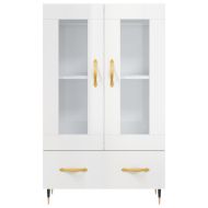 Висок шкаф, бял гланц, 69,5x31x115 см, инженерно дърво