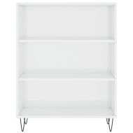 Библиотека, бял гланц, 69,5x32,5x90 см, инженерно дърво