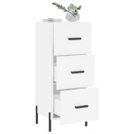 Сайдборд, бял, 34,5x34x90 см, инженерно дърво