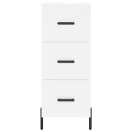 Сайдборд, бял, 34,5x34x90 см, инженерно дърво