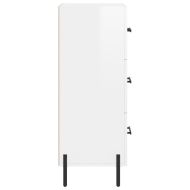 Сайдборд, бял гланц, 34,5x34x90 см, инженерно дърво