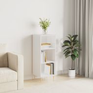 Сайдборд, бял гланц, 34,5x32,5x90 см, инженерно дърво