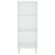 Сайдборд, бял гланц, 34,5x32,5x90 см, инженерно дърво