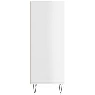 Сайдборд, бял гланц, 34,5x32,5x90 см, инженерно дърво