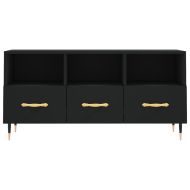 ТВ шкаф, черен, 102x36x50 см, инженерно дърво