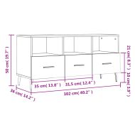 ТВ шкаф, бял, 102x36x50 см, инженерно дърво