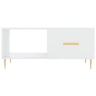 Кафе маса, бял гланц, 90x50x40 см, инженерно дърво