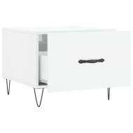 Кафе маса, бял гланц, 50x50x40 см, инженерно дърво