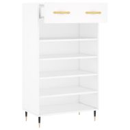 Шкаф за обувки, бял, 60x35x105 см, инженерно дърво