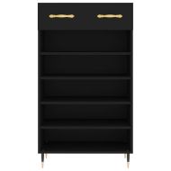 Шкаф за обувки, черен, 60x35x105 см, инженерно дърво