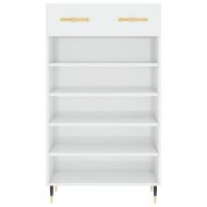 Шкаф за обувки, бял гланц, 60x35x105 см, инженерно дърво