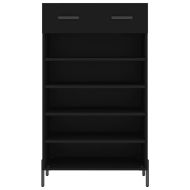 Шкаф за обувки, черен, 60x35x105 см, инженерно дърво