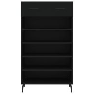 Шкаф за обувки, черен, 60x35x105 см, инженерно дърво