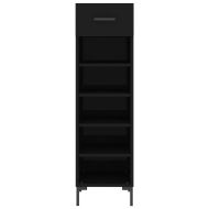 Шкаф за обувки, черен, 30x35x105 см, инженерно дърво