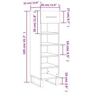 Шкаф за обувки, бял гланц, 30x35x105 см, инженерно дърво