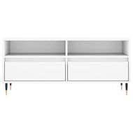 ТВ шкаф, бял, 100x34,5x44,5 см, инженерно дърво