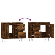 Шкаф за баня, опушен дъб, 65x33x60 см, инженерно дърво