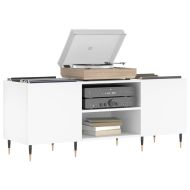 Шкаф за грамофонни плочи бял 121x38x48 см инженерно дърво