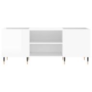 Шкаф за грамофонни плочи бял гланц 121x38x48 см инженерно дърво